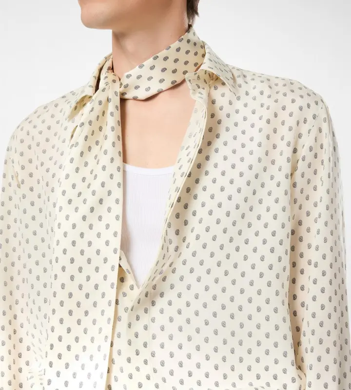 CREPE DE CHINE PAISLEY PRINT FLUID FIT SHIRT WHITE & BLUE online